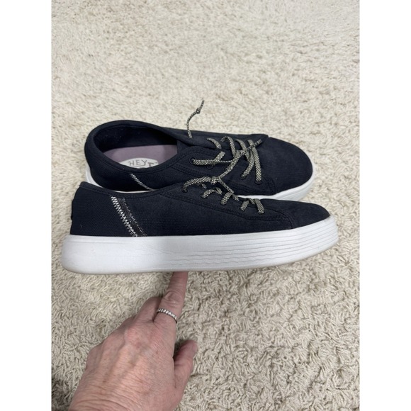 Hey Dude Cody Craft Sneakers Black Canvas Shoes Women's 8 Lightweight Comfort - Picture 12 of 12